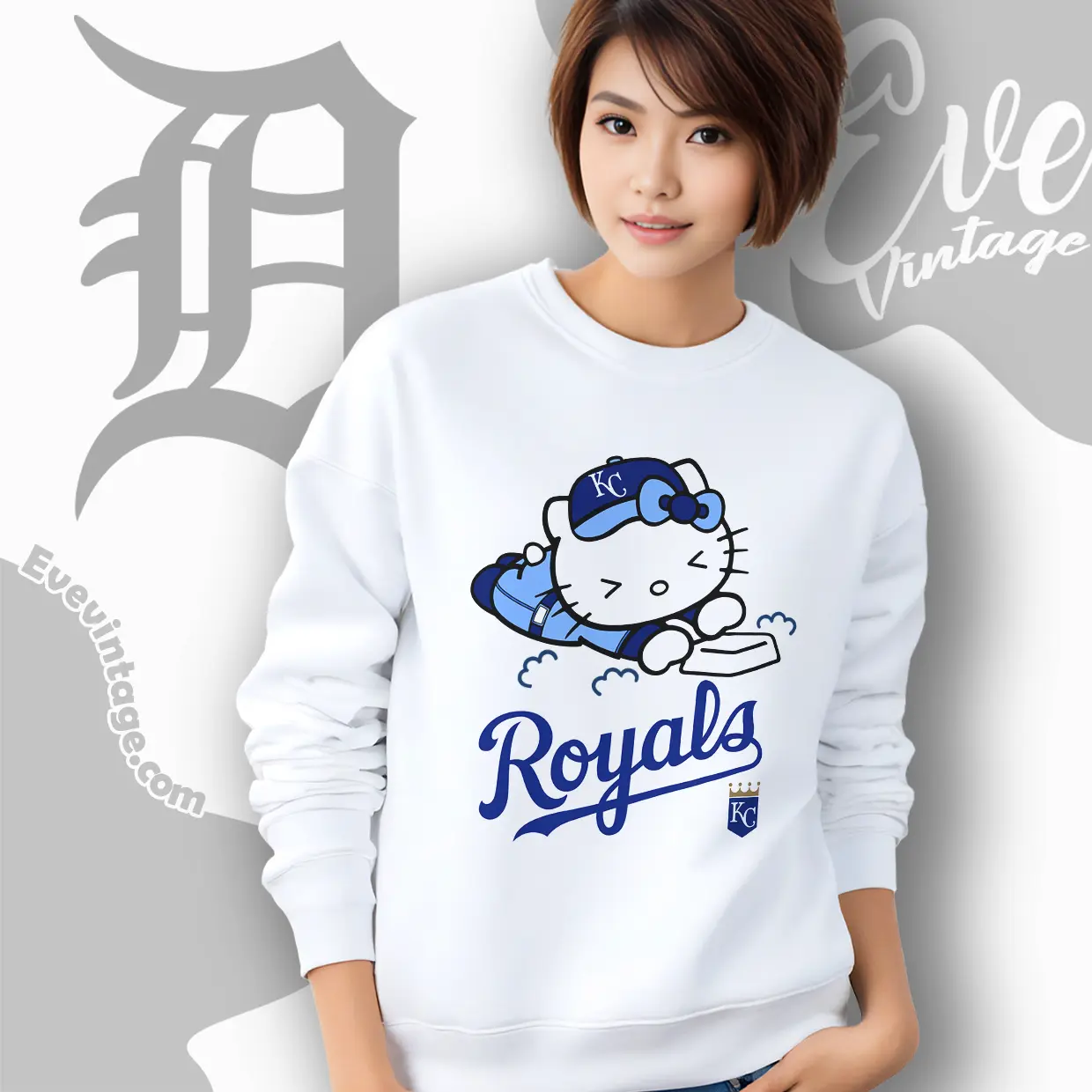 kansas city royals hello kitty sliding into home sweatshirt kansas city royals hello kitty sliding into home sweatshirt