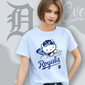 kansas city royals hello kitty sliding into home women t shirt