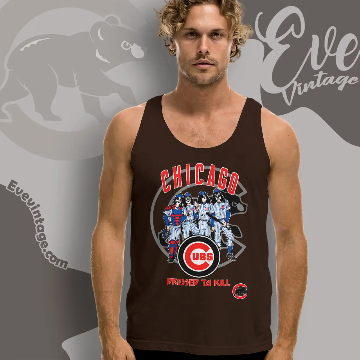 kiss chicago cubs dressed to kill tank top racerback kiss chicago cubs dressed to kill tank top racerback