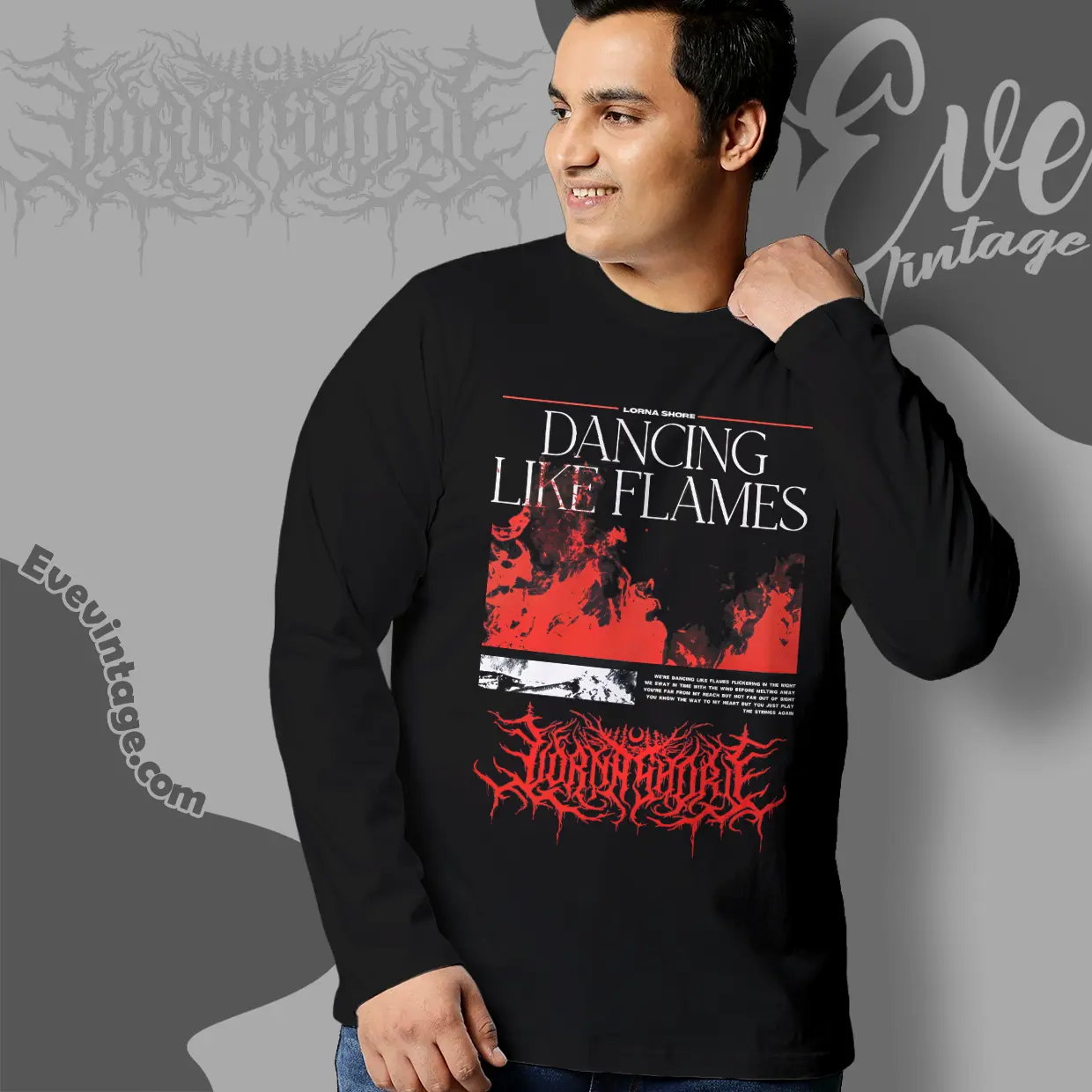 lorna shore dancing like flames long sleeve tee lorna shore dancing like flames long sleeve tee