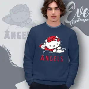 los angeles angels hello kitty sliding into home sweatshirt