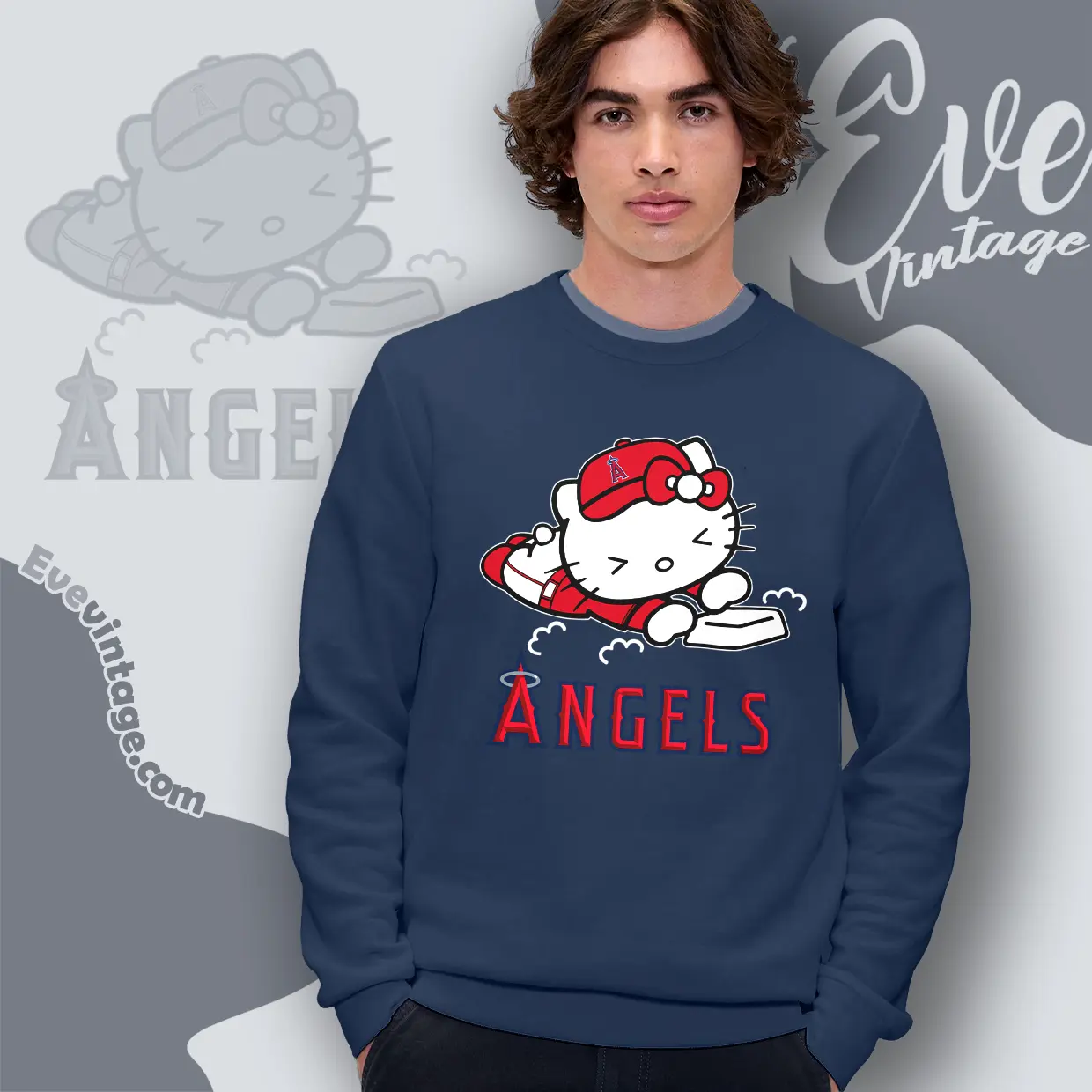 los angeles angels hello kitty sliding into home sweatshirt los angeles angels hello kitty sliding into home sweatshirt