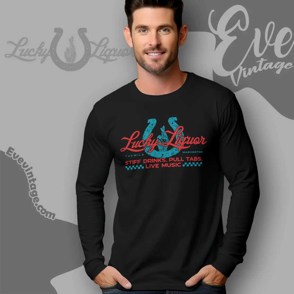 lucky liquor bar shirt tukwila wa dive bar long sleeve tee lucky liquor bar shirt tukwila wa dive bar long sleeve tee