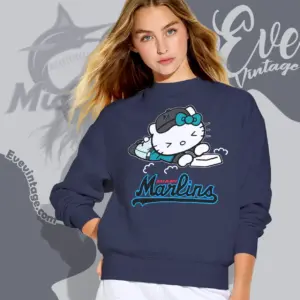 miami marlins hello kitty sliding into home sweatshirt