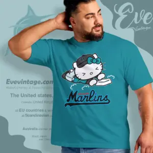 miami marlins hello kitty sliding into home t shirt