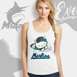 miami marlins hello kitty sliding into home tank top racerback