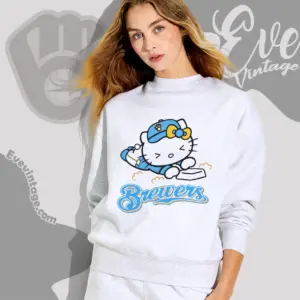 milwaukee brewers hello kitty sliding into home sweatshirt