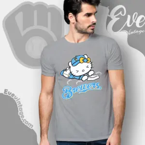 milwaukee brewers hello kitty sliding into home t shirt