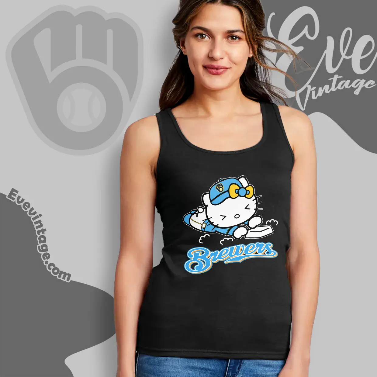 milwaukee brewers hello kitty sliding into home tank top racerback milwaukee brewers hello kitty sliding into home tank top racerback