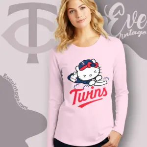 minnesota twins hello kitty sliding into home long sleeve tee
