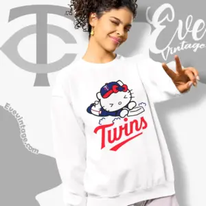 minnesota twins hello kitty sliding into home sweatshirt