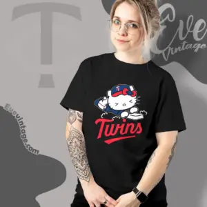 minnesota twins hello kitty sliding into home t shirt