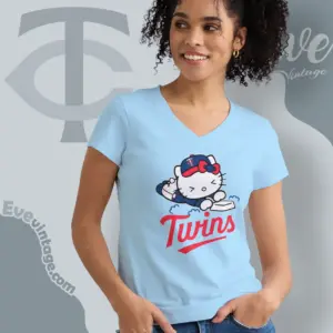 minnesota twins hello kitty sliding into home v neck tshirt