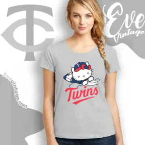 minnesota twins hello kitty sliding into home women t shirt
