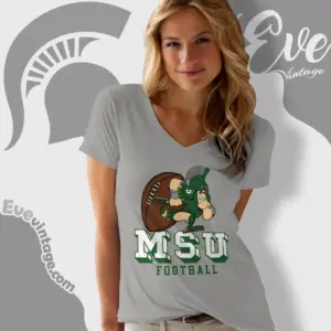 msu sparty football v neck tshirt