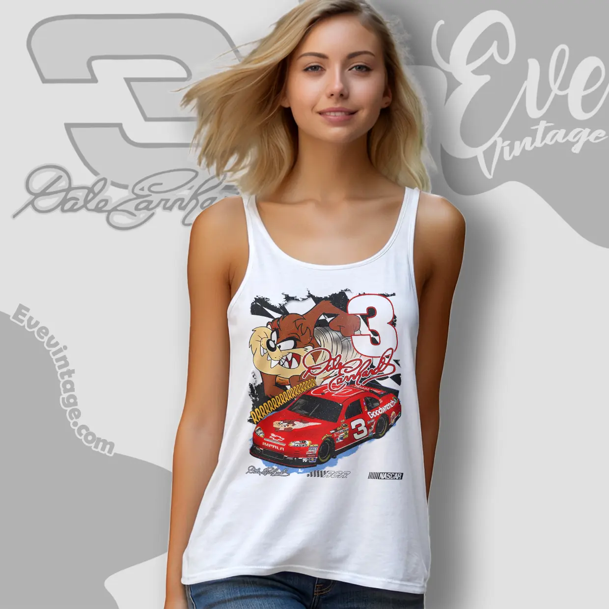 nascar dale earnhardt tasmanian devil tank top racerback nascar dale earnhardt tasmanian devil tank top racerback