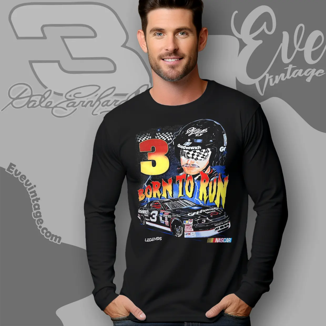 nascar legend dale earnhardt 3 shirt born to run long sleeve tee nascar legend dale earnhardt 3 shirt born to run long sleeve tee