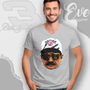nascar legend dale earnhardt big face v neck tshirt