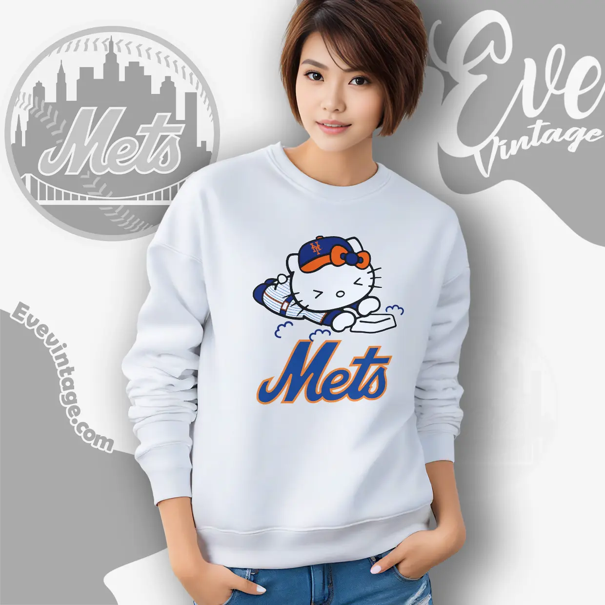 new york mets hello kitty sliding into home sweatshirt new york mets hello kitty sliding into home sweatshirt