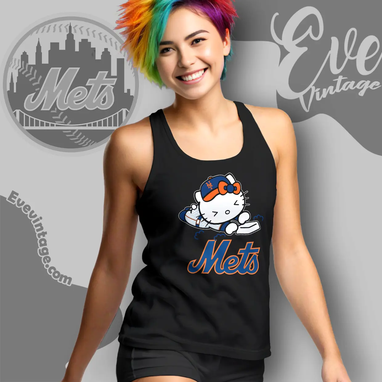 new york mets hello kitty sliding into home tank top racerback new york mets hello kitty sliding into home tank top racerback