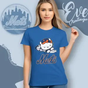 new york mets hello kitty sliding into home women t shirt