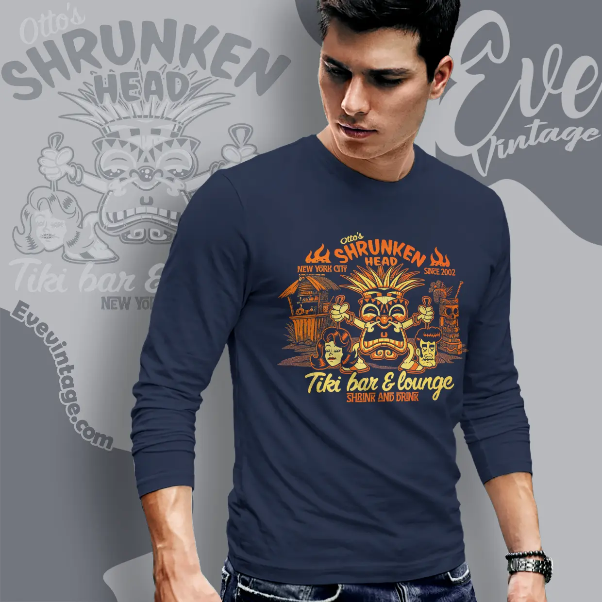 new york ottos shrunken head tiki bar long sleeve tee new york ottos shrunken head tiki bar long sleeve tee