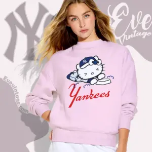 new york yankees hello kitty sliding into home sweatshirt