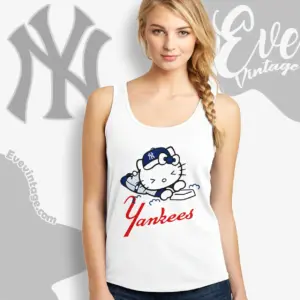 new york yankees hello kitty sliding into home tank top racerback