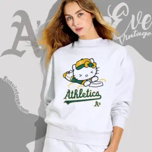 oakland athletics hello kitty sliding into home sweatshirt