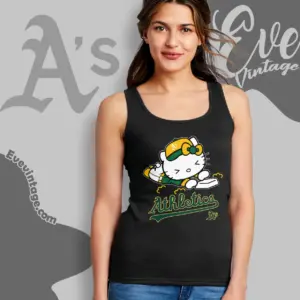 oakland athletics hello kitty sliding into home tank top racerback