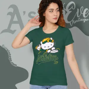 oakland athletics hello kitty sliding into home women t shirt