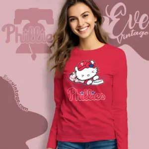 philadelphia phillies hello kitty sliding into home long sleeve tee