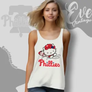 philadelphia phillies hello kitty sliding into home tank top racerback