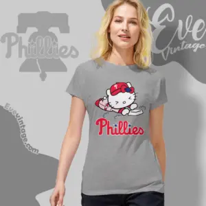 philadelphia phillies hello kitty sliding into home women t shirt