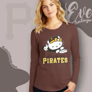 pittsburgh pirates hello kitty sliding into home long sleeve tee