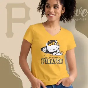 pittsburgh pirates hello kitty sliding into home v neck tshirt