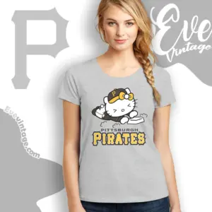 pittsburgh pirates hello kitty sliding into home women t shirt