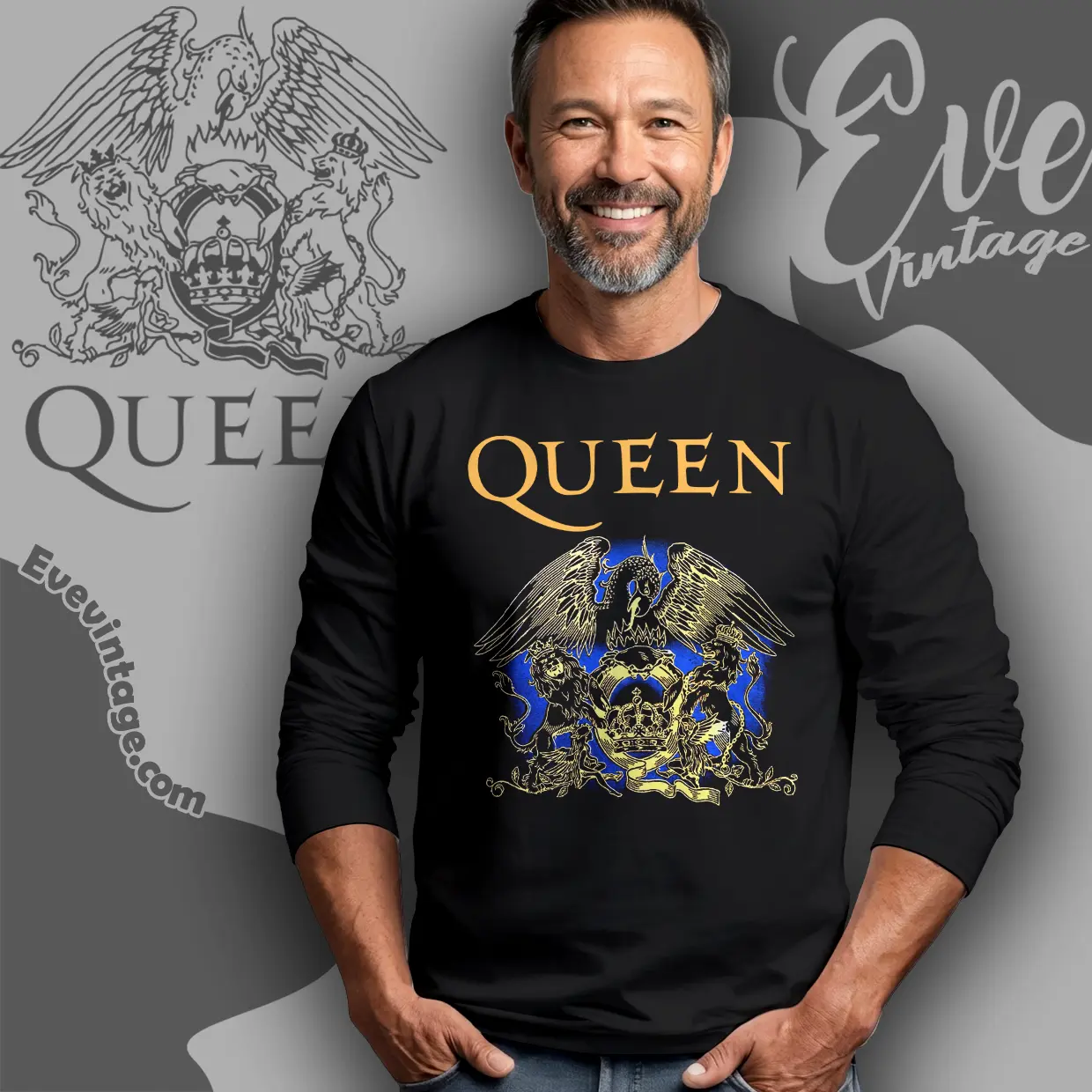 queen bohemian rhapsody royal logo long sleeve tee queen bohemian rhapsody royal logo long sleeve tee