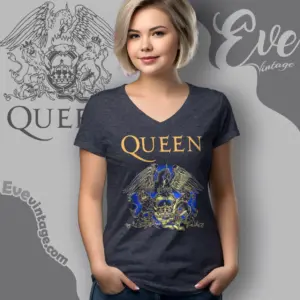 queen bohemian rhapsody royal logo v neck tshirt