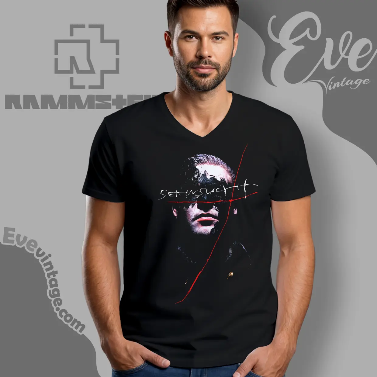rammstein sehnsucht richard v neck tshirt rammstein sehnsucht richard v neck tshirt
