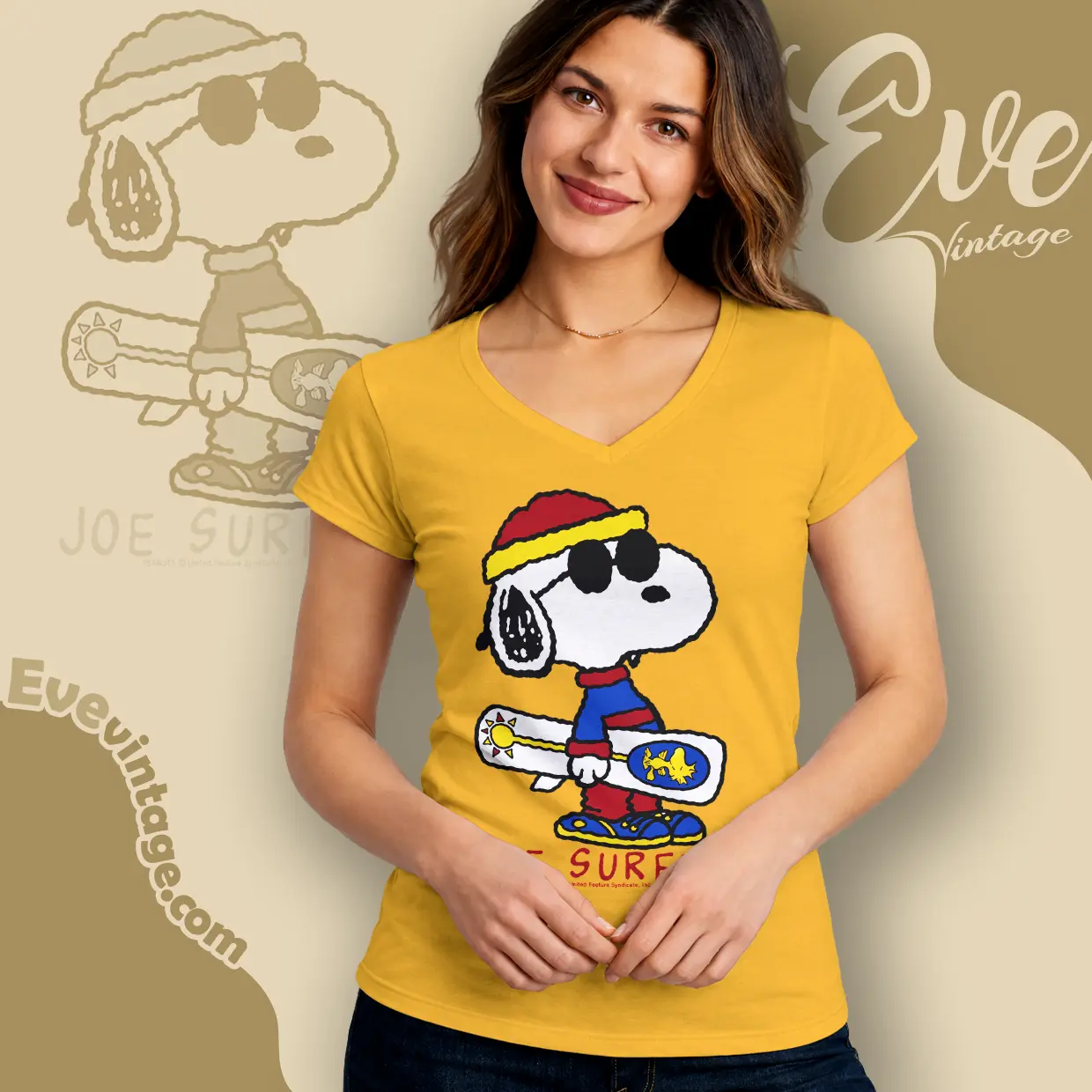 rare vintage snoopy joe surfer v neck tshirt rare vintage snoopy joe surfer v neck tshirt
