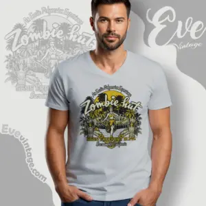 sacramento zombie hut tiki bar v neck tshirt