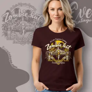 sacramento zombie hut tiki bar women t shirt