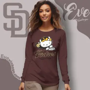 san diego padres hello kitty sliding into home long sleeve tee