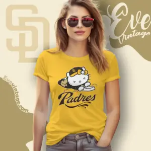 san diego padres hello kitty sliding into home women t shirt