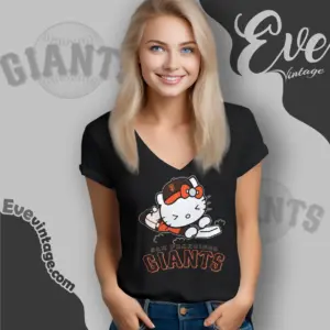 san francisco giants hello kitty sliding into home v neck tshirt