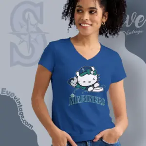 seattle mariners hello kitty sliding into home v neck tshirt