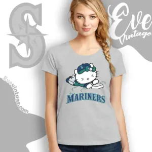 seattle mariners hello kitty sliding into home women t shirt