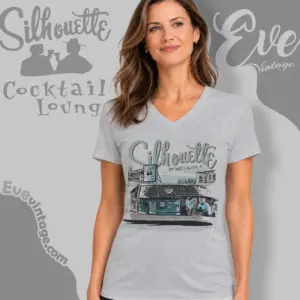 silhouette lounge shirt allston ma dive bar v neck tshirt