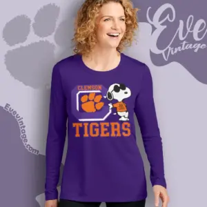 snoopy clemson tigers joe cool long sleeve tee